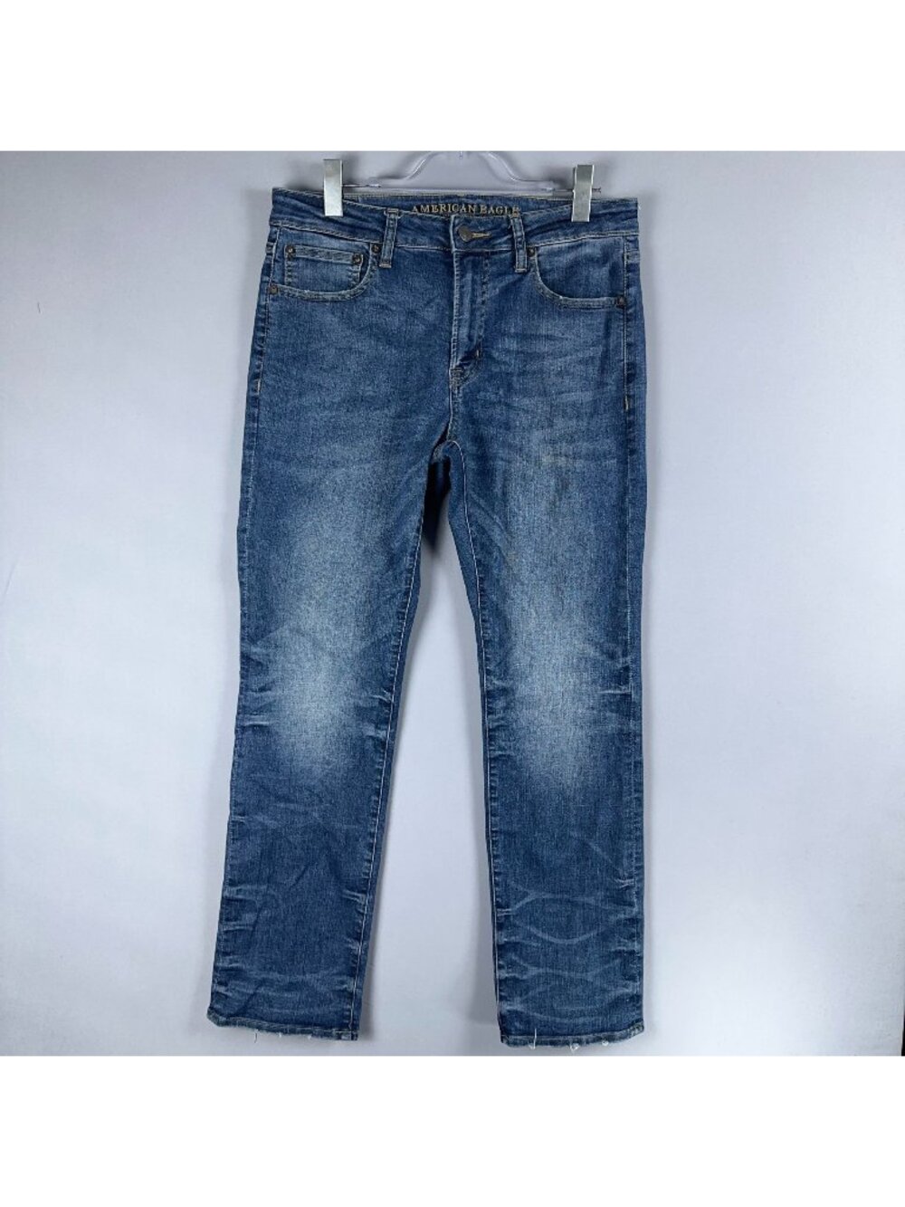 American Eagle Jeans Mens Size 34x32 Extreme Flex 4 Straight Mid Rise Medium Was